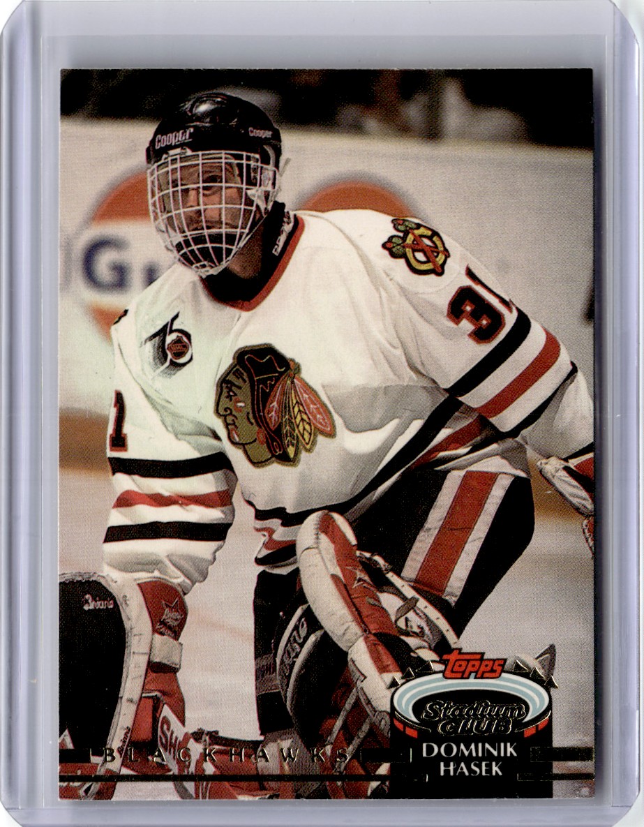 その他 NHL Dominik Hasek game used emblem 1992-93 Stadium Club Hockey Card Dominik Hasek Chicago