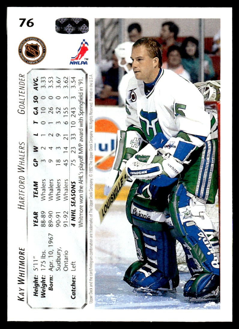 1992-93 Upper Deck Kay Whitmore #76 card back image
