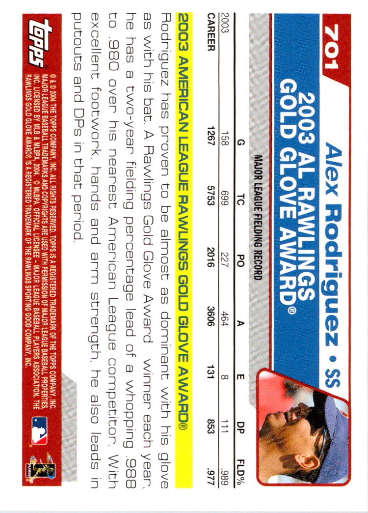 Alex Rodriguez 2004 Topps #701 Texas Rangers Baseball Card