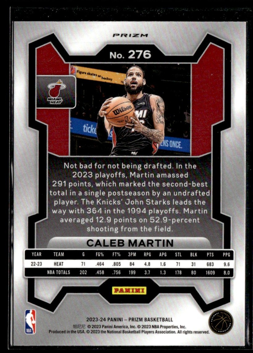 2023-24 Panini Prizm Red Ice Caleb Martin #276 card back image