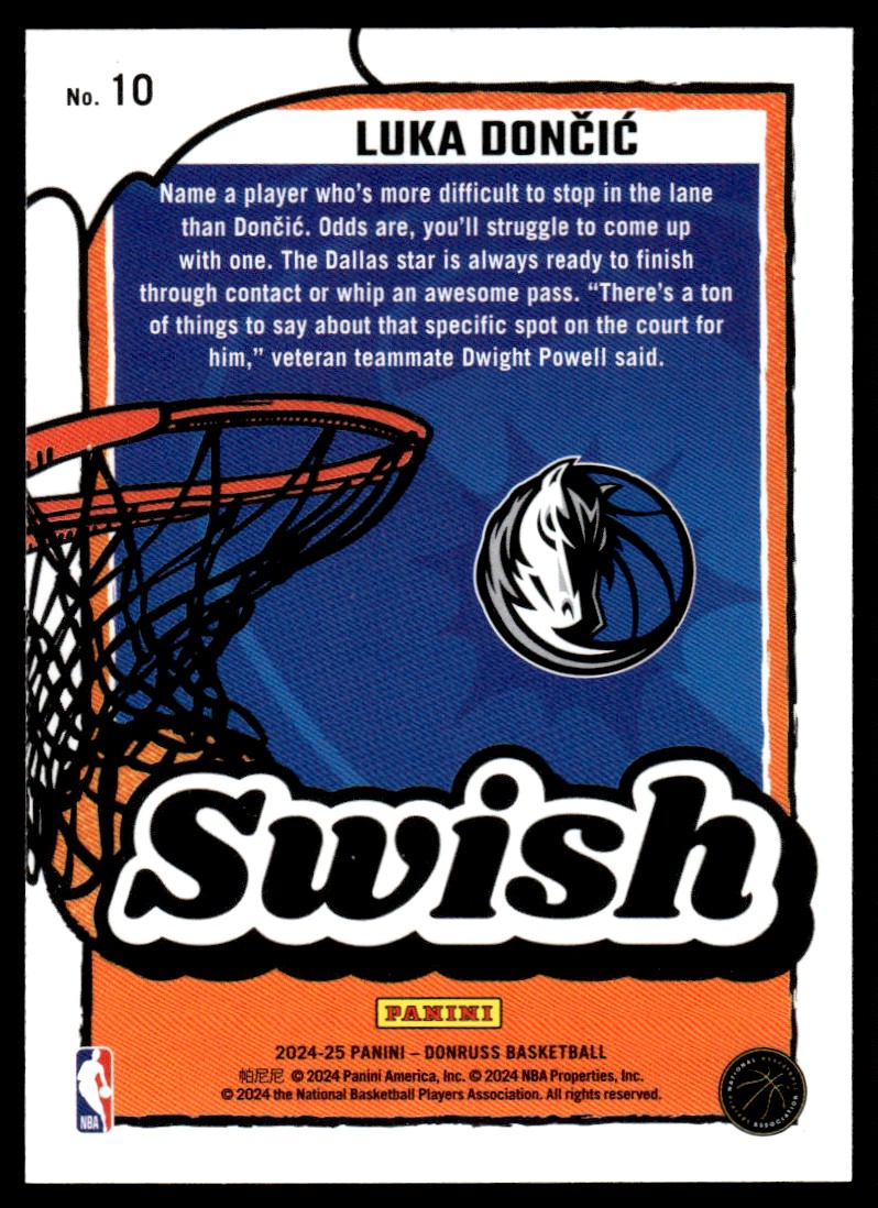 2024-25 Panini Donruss Swish Luka Doncic #10 card back image
