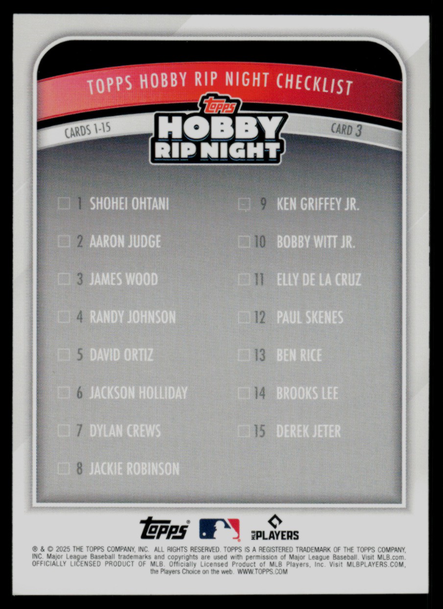 2025 Topps Hobby Rip Night JAMES WOOD #3 card back image
