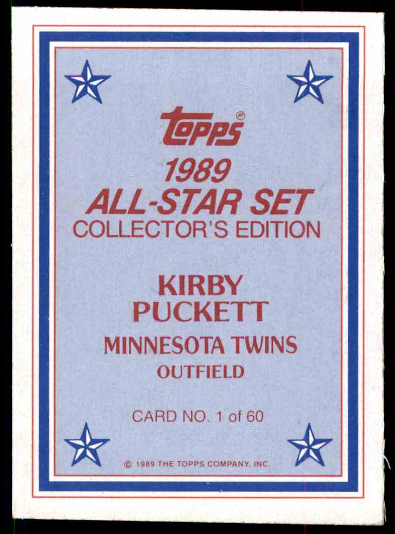 1989 Topps All-Star Set (Mail In) Kirby Puckett #1 OF 60 on Kronozio
