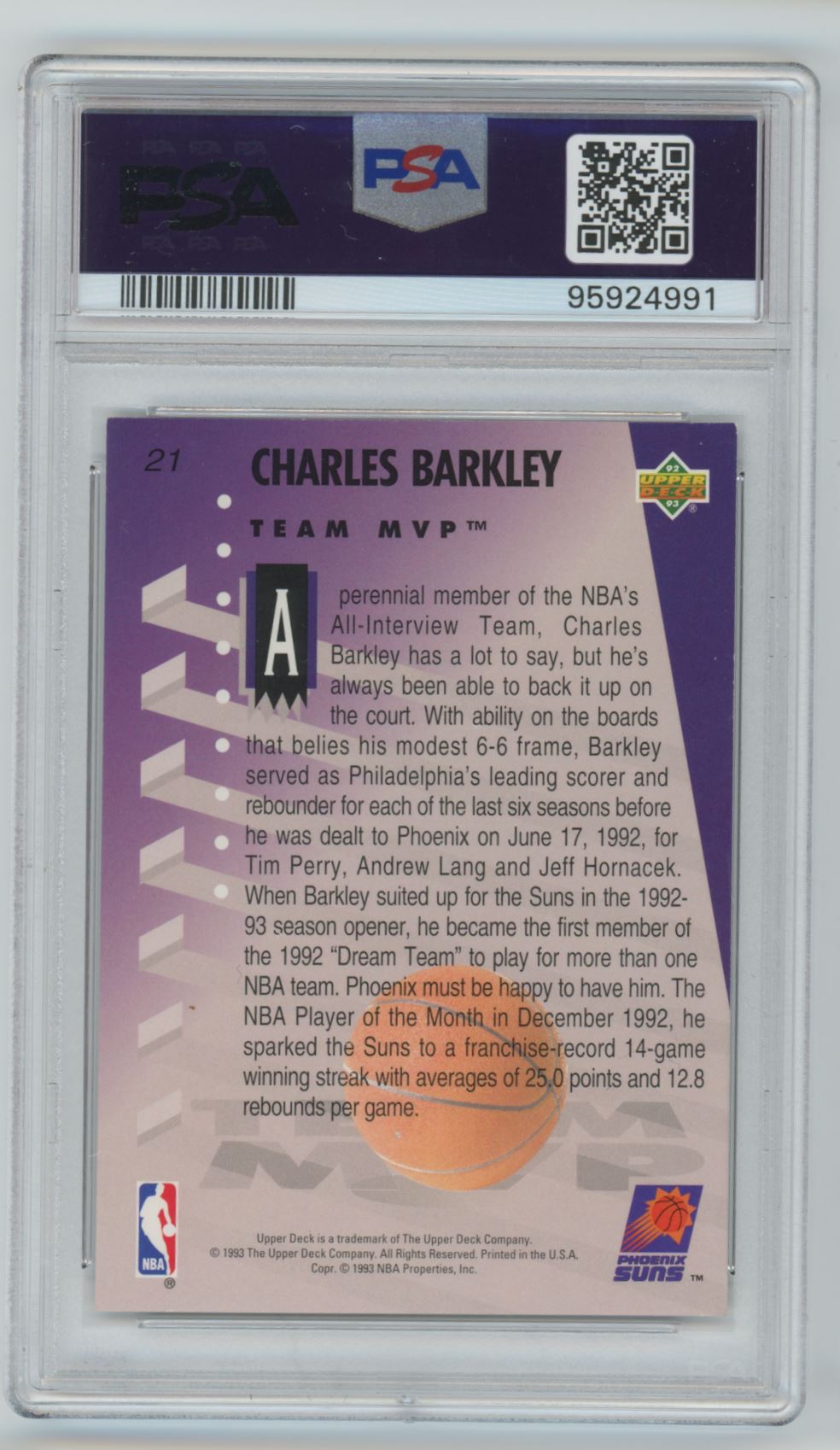 1992-93 Upper Deck Charles Barkley #21 card back image