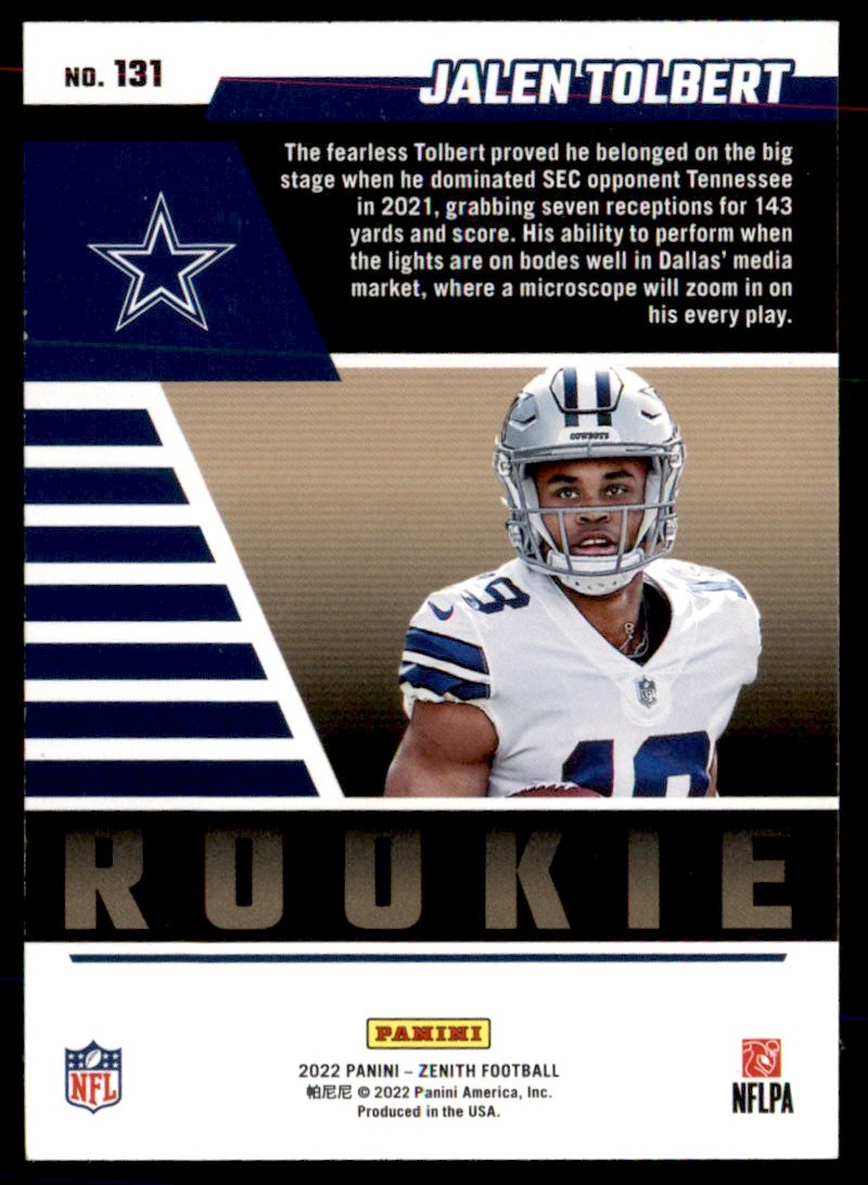 2022 Panini Zenith Red Jalen Tolbert #131 card back image