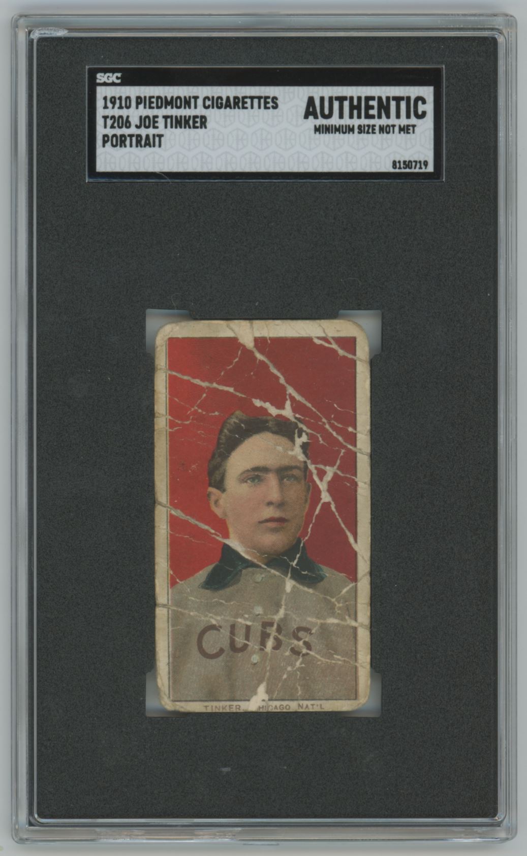 Joe Tinker 1910 Piedmont Cigarettes T206 SGC Chicago Cubs