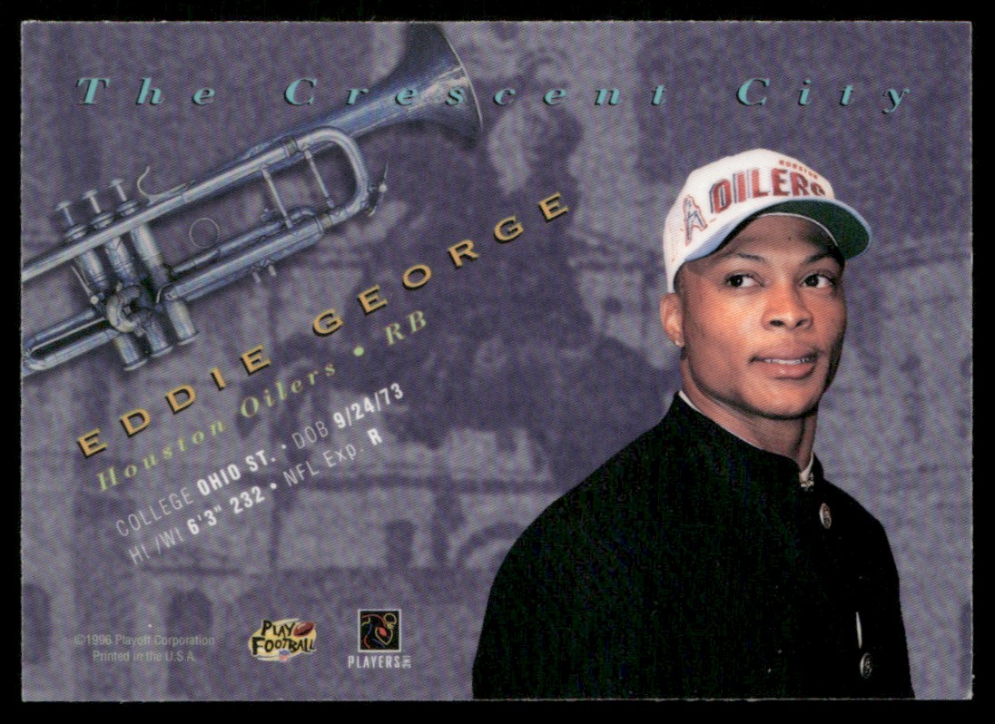 1997 Playoff Super Bowl Card Show Eddie George #NNO card back image