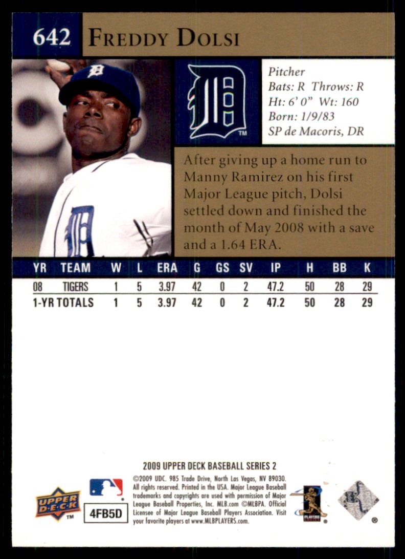 2009 Upper Deck Freddy Dolsi #642 card back image