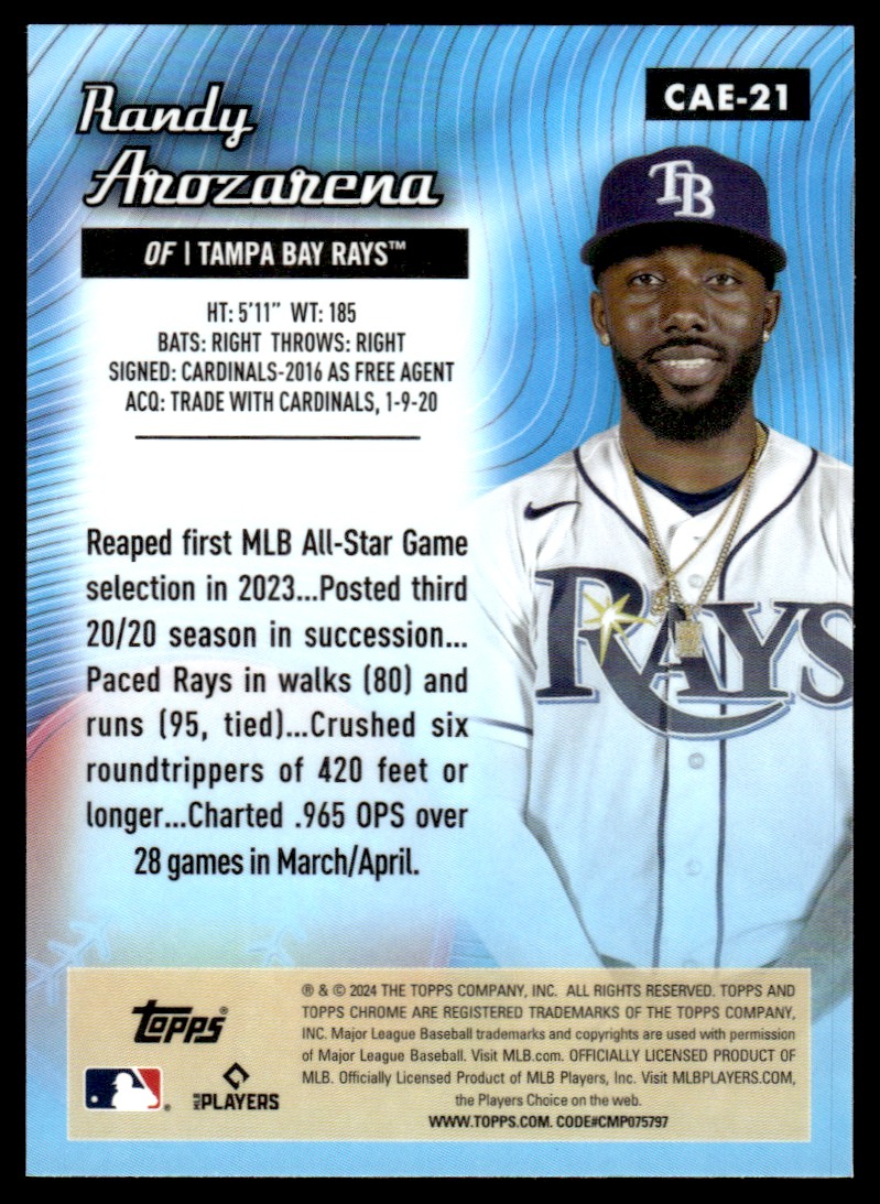 2023 Topps Chrome All-Etch Randy Arozarena Tampa Bay Rays #CAE-21