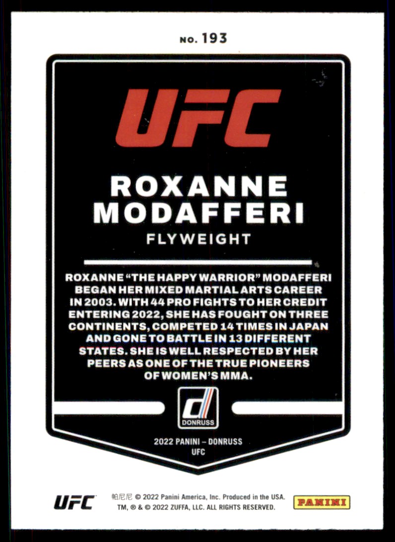 2022 Panini Donruss UFC Roxanne Modafferi #193 card back image