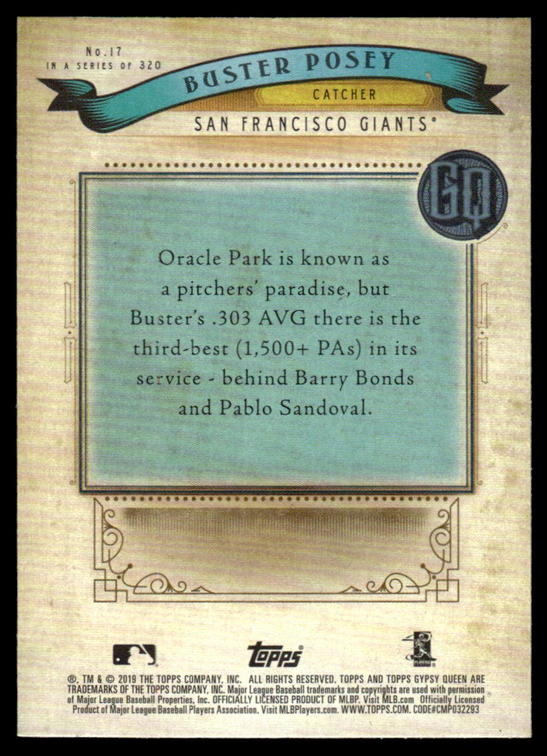 2019 Topps Gypsy Queen Green Buster Posey #17 card back image
