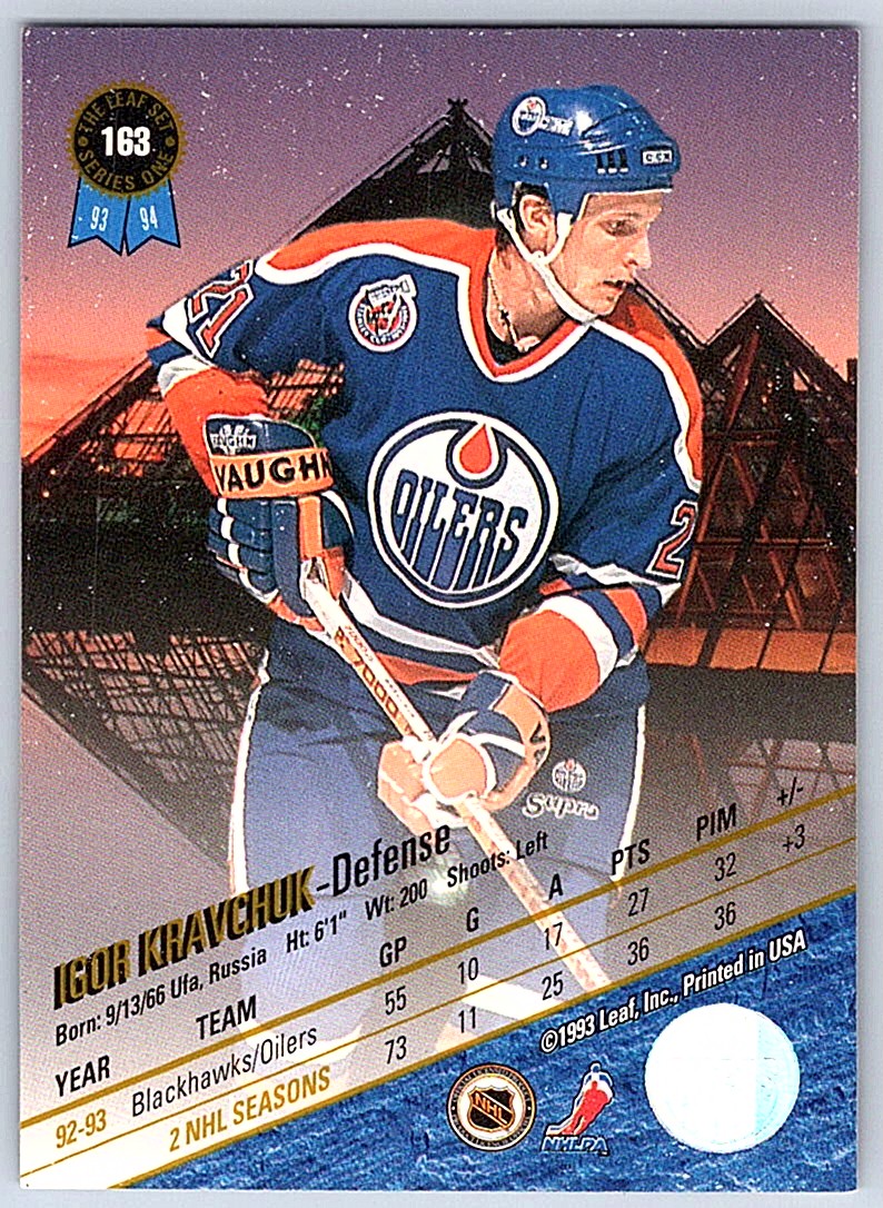 1993-94 Leaf Igor Kravchuk #163 card back image