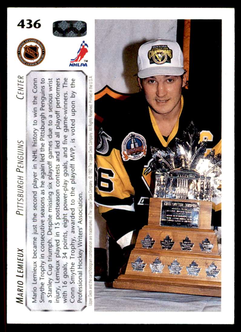 1992 93 Upper Deck Mario Lemieux 436 On Kronozio