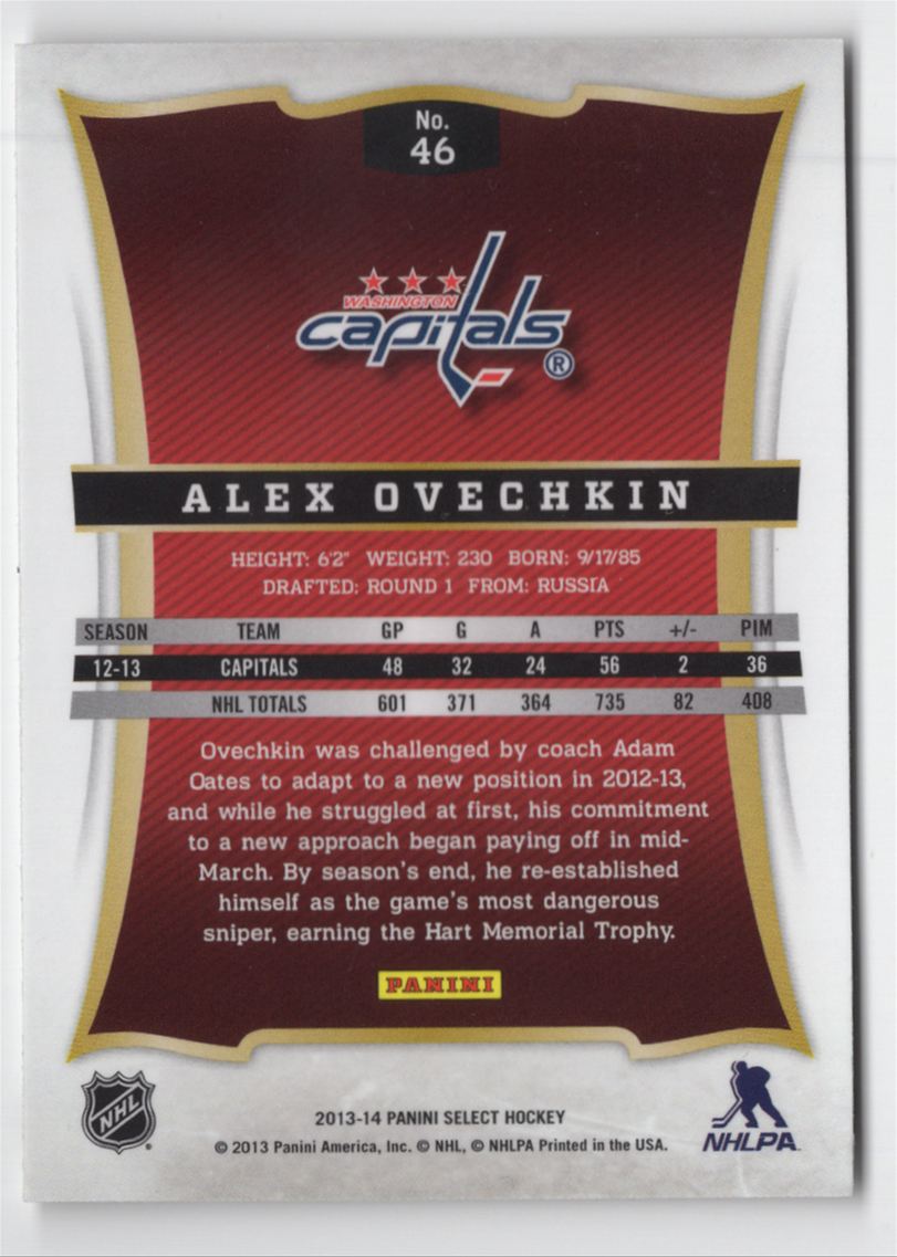 2013-14 Panini Select Alexander Ovechkin #46 card back image