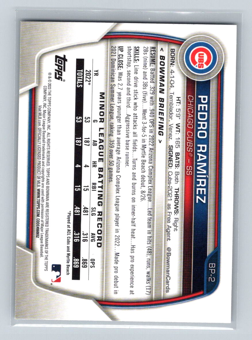 2023 Bowman Prospects Pedro Ramirez #BP-2 card back image