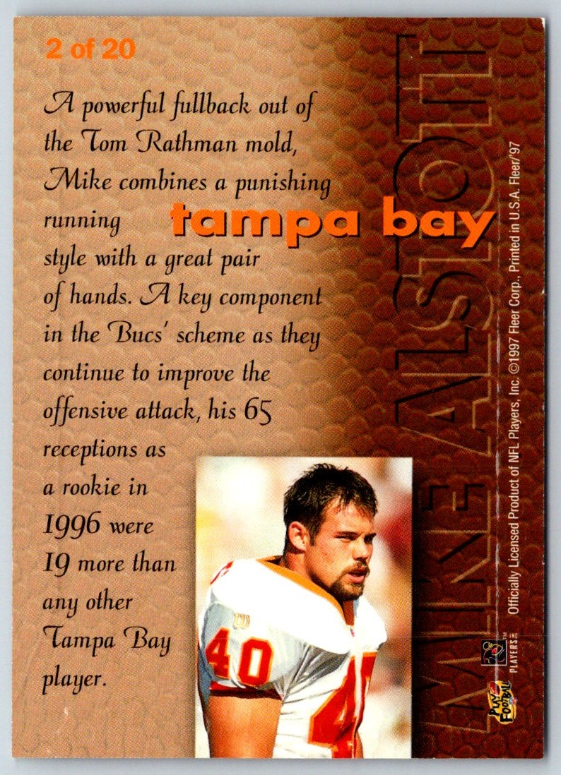 1997 Fleer Rookie Sensations Mike Alstott #2 card back image