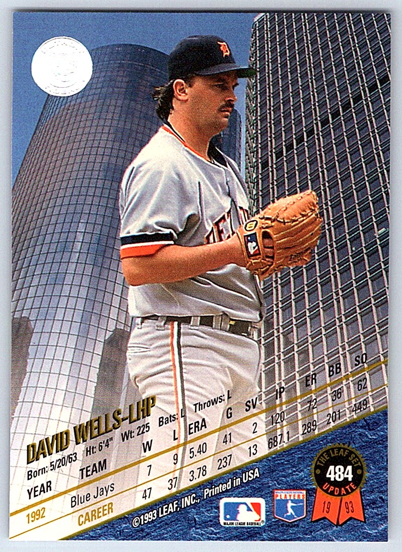 1993 Leaf David Wells #484 on Kronozio