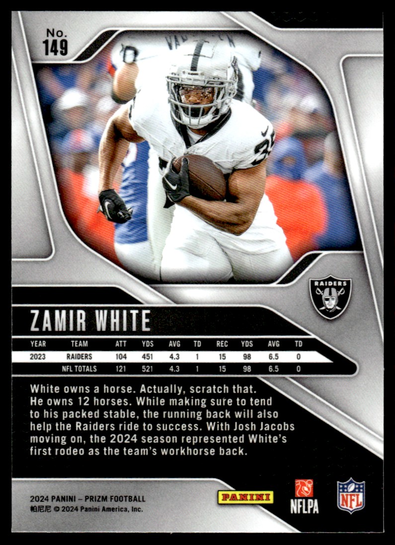 2024 Panini Prizm Zamir White #149 card back image