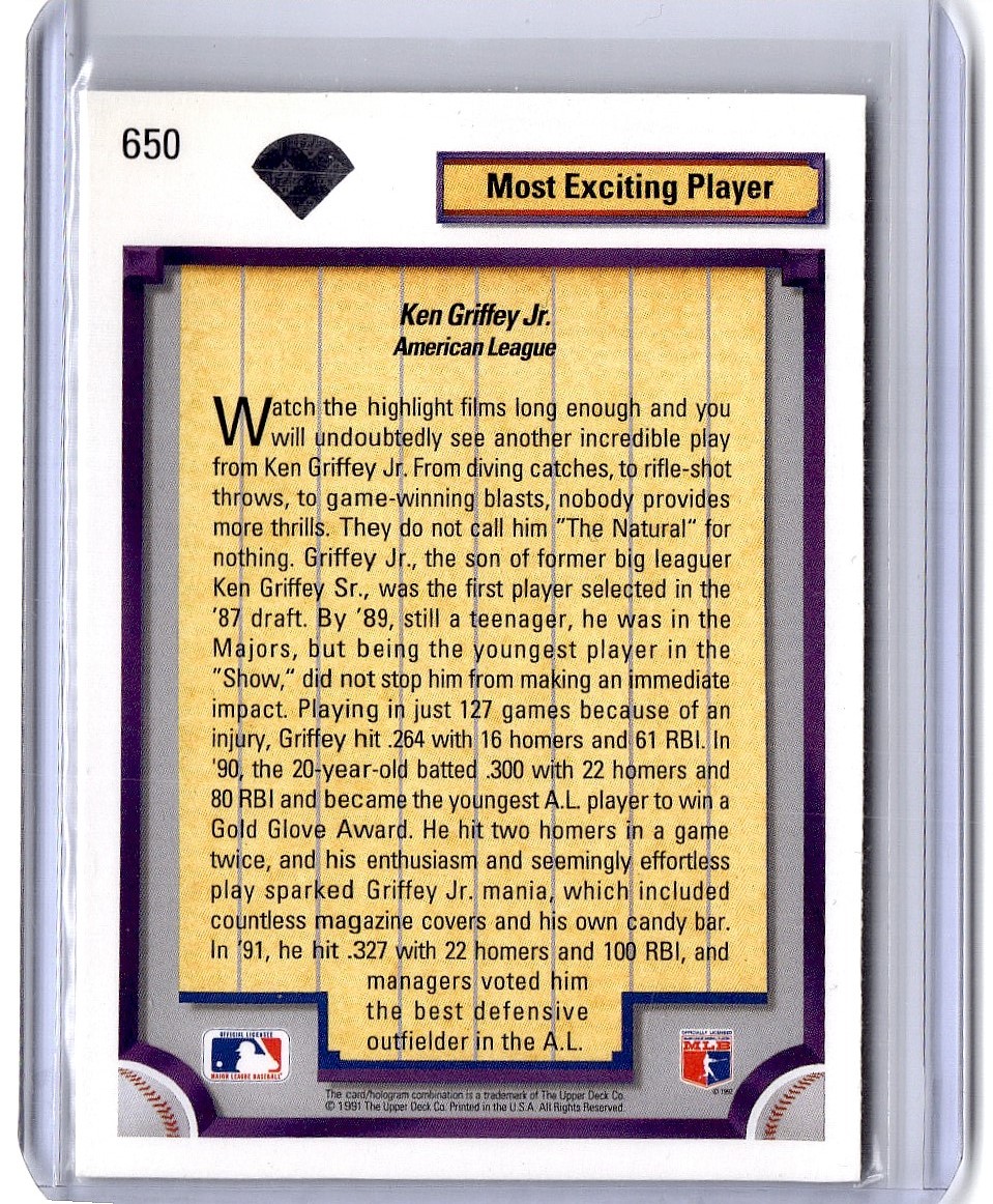 1992 Upper Deck Most Exciting Player Ken Griffey Jr. #650 on Kronozio