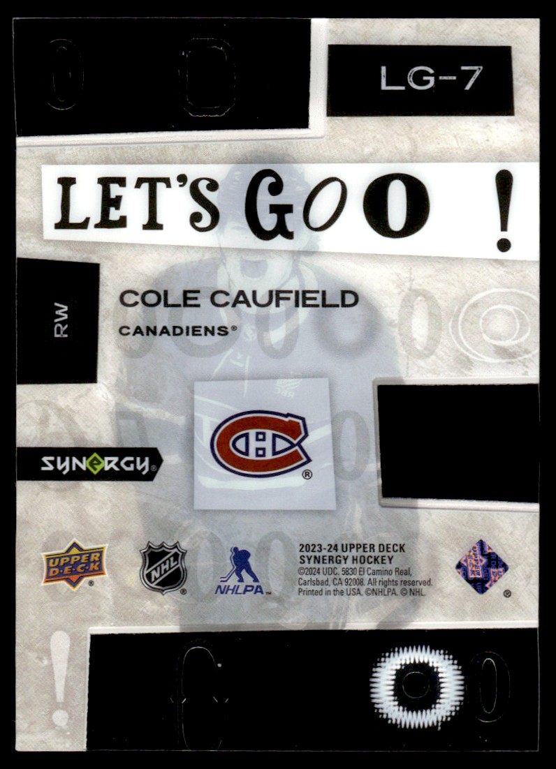2023-24 Upper Deck Synergy Let’s Goooo! Cole Caufield #LG-7 card back image