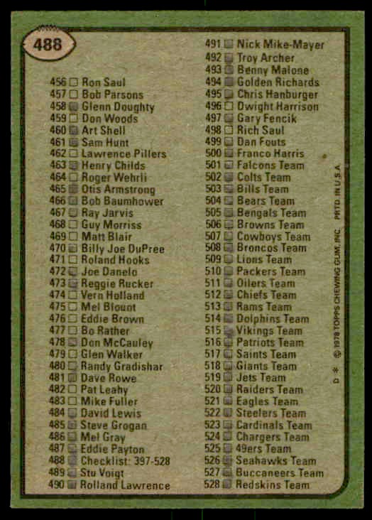 1978 Topps Checklist 265-396 #388 card back image