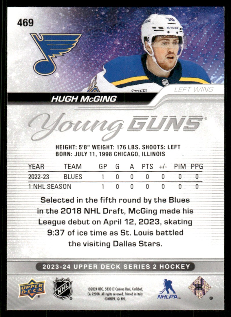 2023-24 Upper Deck YG Hugh McGing #469 card back image