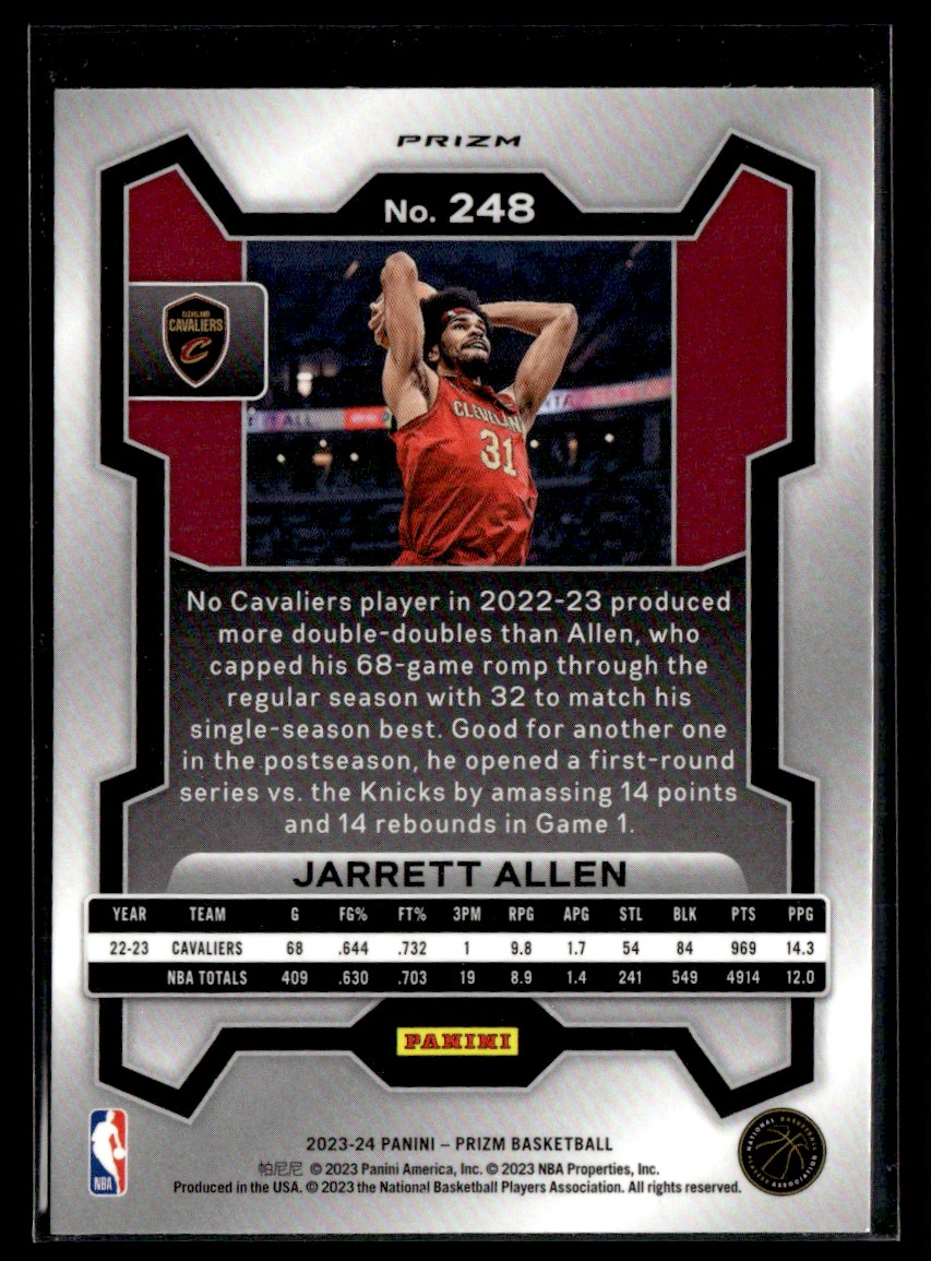 2023-24 Panini Prizm Red Ice Jarrett Allen #248 card back image