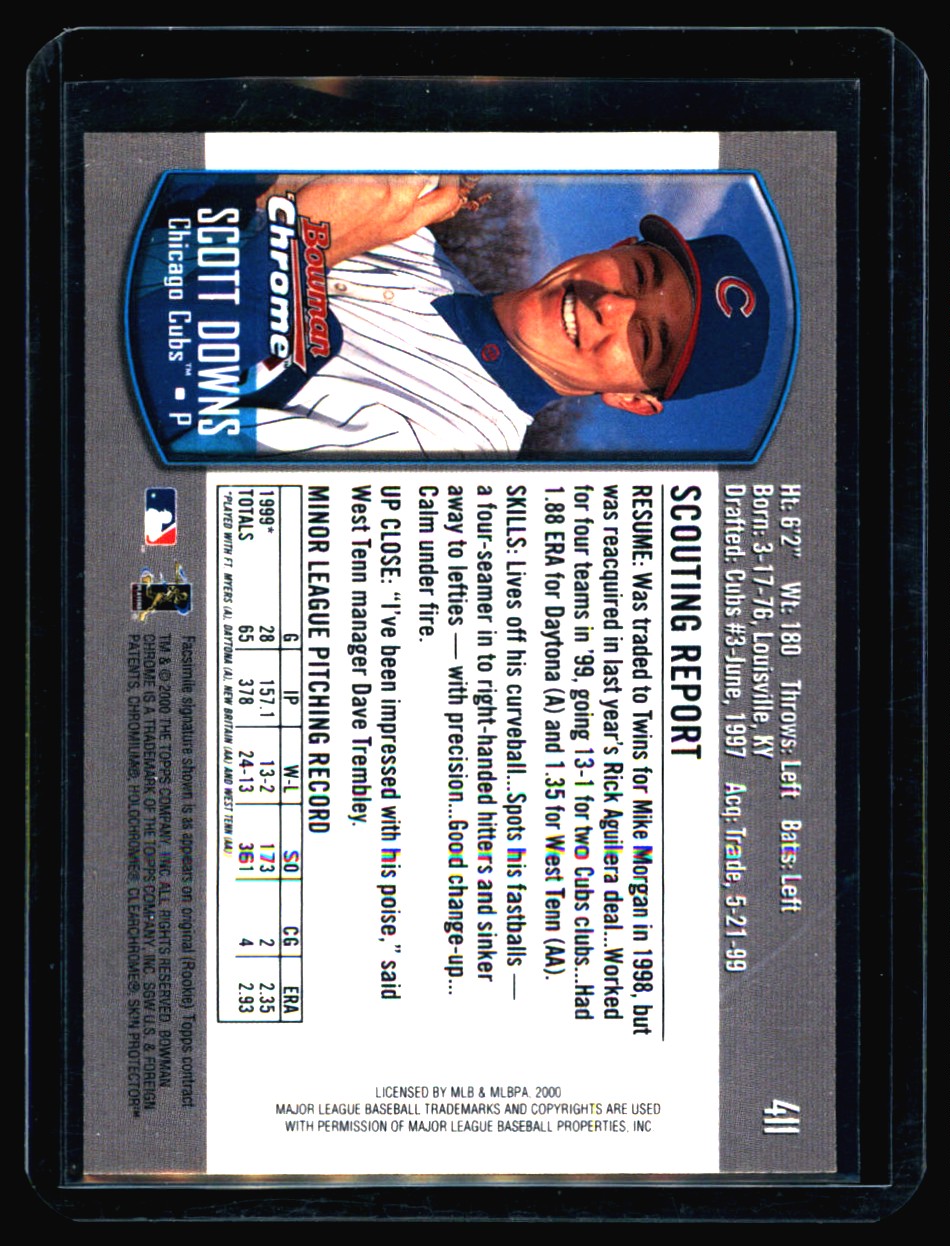 2000 Bowman Chrome Prospect Bowman Draft Picks & Prospects Scott Downs #411 card back image