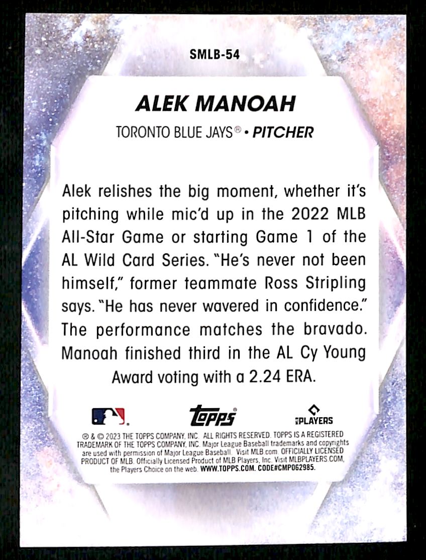 2023 Topps Stars of MLB Alek Manoah #SMLB-54 card back image