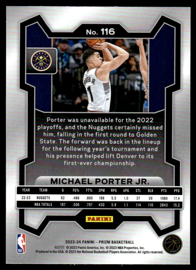 2023-24 Panini Prizm Michael Porter Jr. Denver Nuggets #116