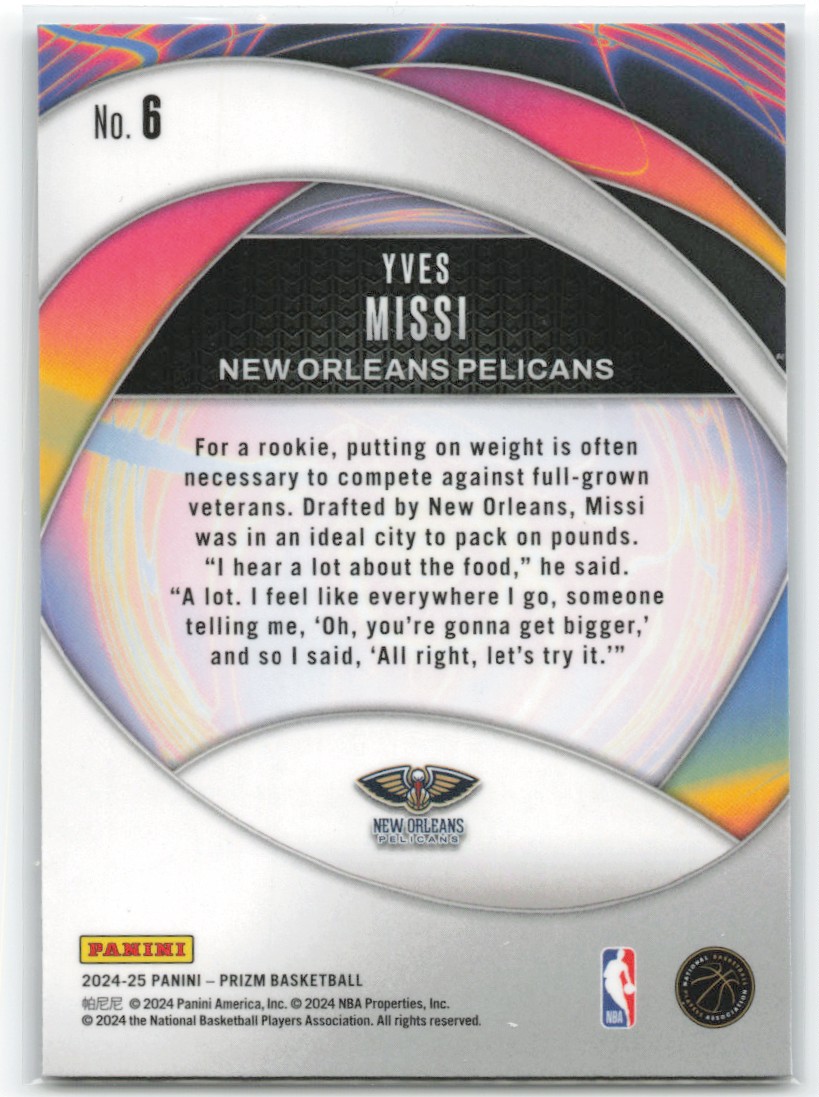 2024-25 Prizm Yves Missi #6 card back image