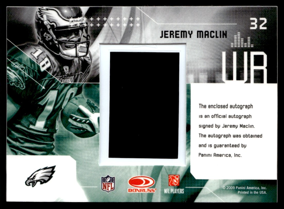 2009 Donruss Limited Slideshow Jeremy Maclin #32 card back image