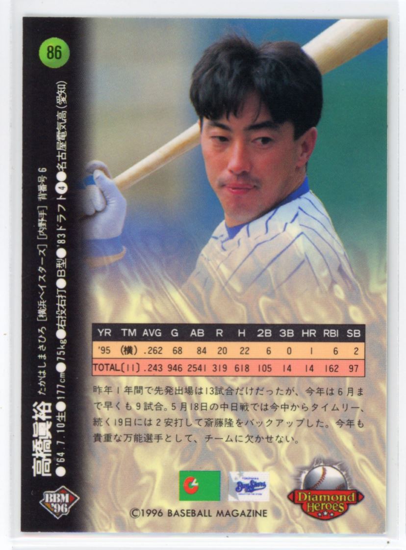1996 BBM Diamond Heroes Masahiro Takahashi Yokohama Baystars #86