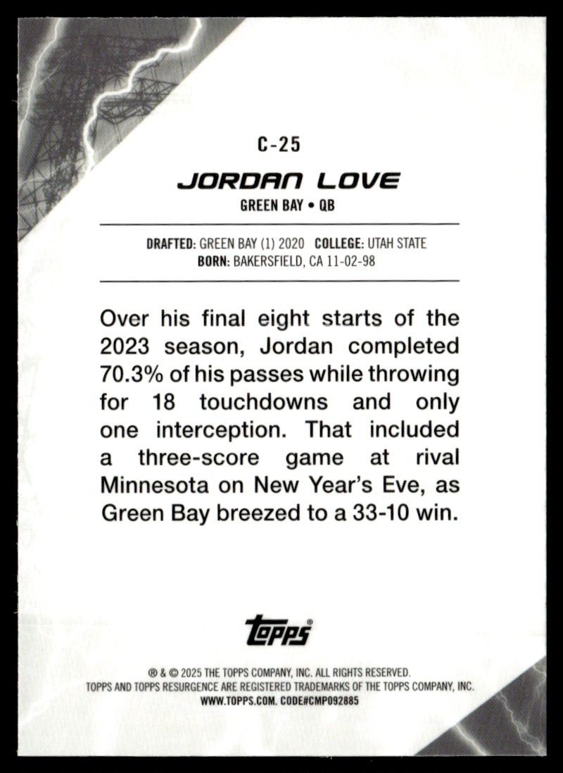 2024 Topps Resurgence Conductors Jordan Love #C-25 | eBay
