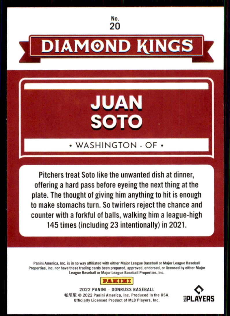 2022 Panini Donruss Diamond Kings Juan Soto Washington
