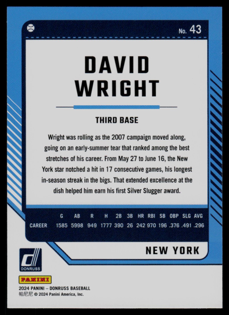 2024 Donruss David Wright #43 card back image