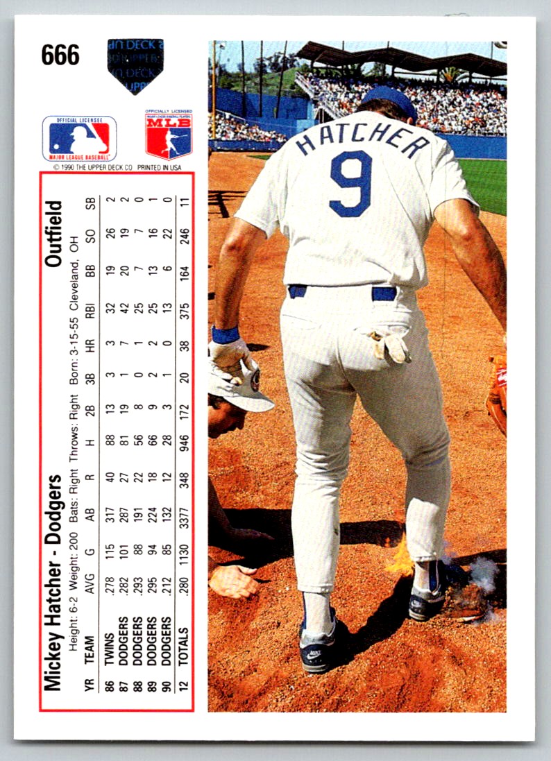 1991 UPPER DECK MICKEY HATCHER LOS ANGELES DODGERS #666 | eBay