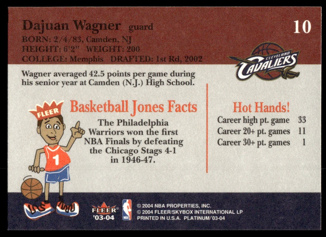 2003-04 Fleer Platinum Dajuan Wagner Cleveland Cavaliers #10 | eBay