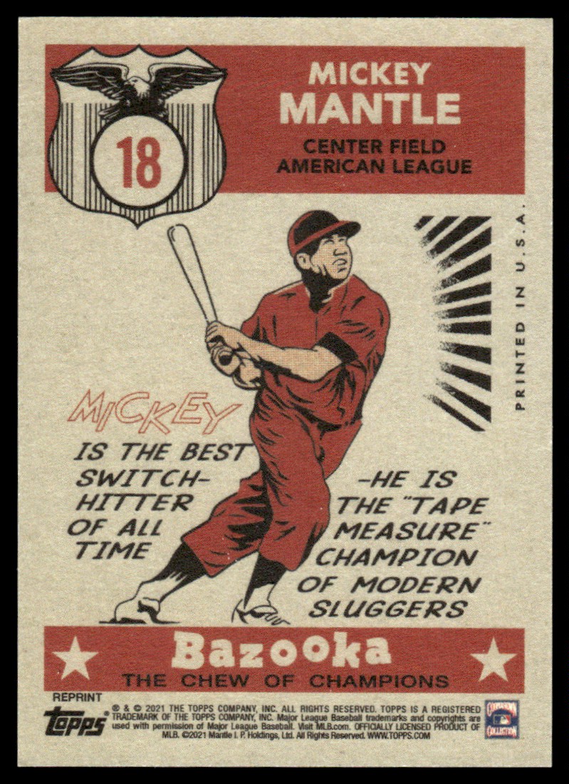 2021 Topps x Mickey Mantle Mickey Mantle #18 card back image