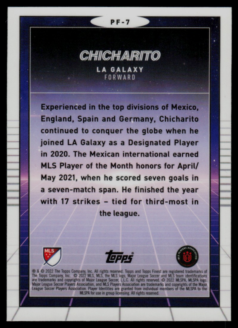 2022 Finest MLS Prized Footballers Chicharito #PF-7 card back image