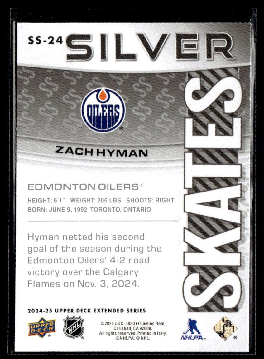 2024-25 Upper Deck Silver Skates Zach Hyman Edmonton Oilers #SS-24
