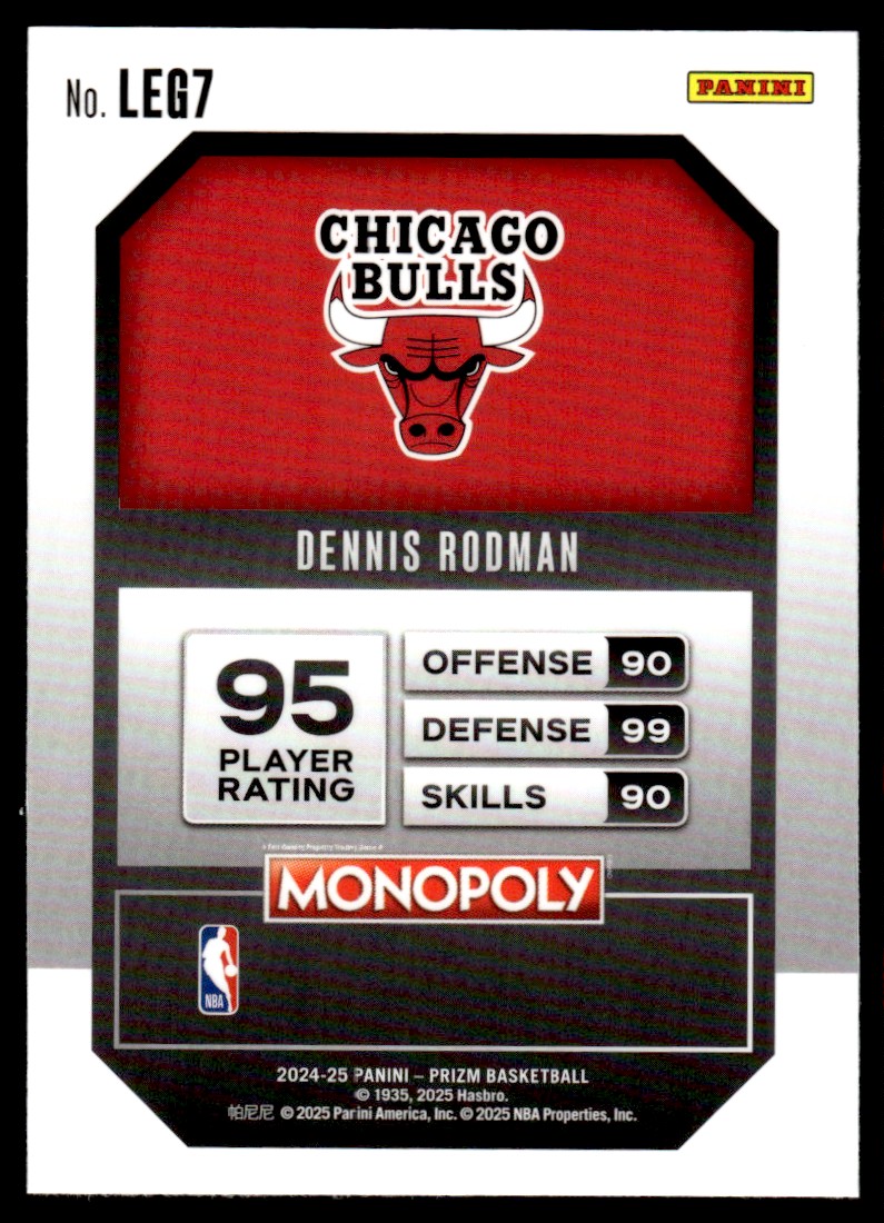 Dennis Rodman #LEG7 2024-25 Panini Prizm Monopoly Chicago Bulls | eBay