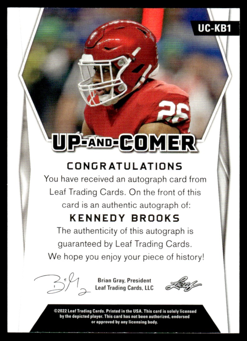 2022 Leaf Kennedy Brooks #BA-KB1 card back image