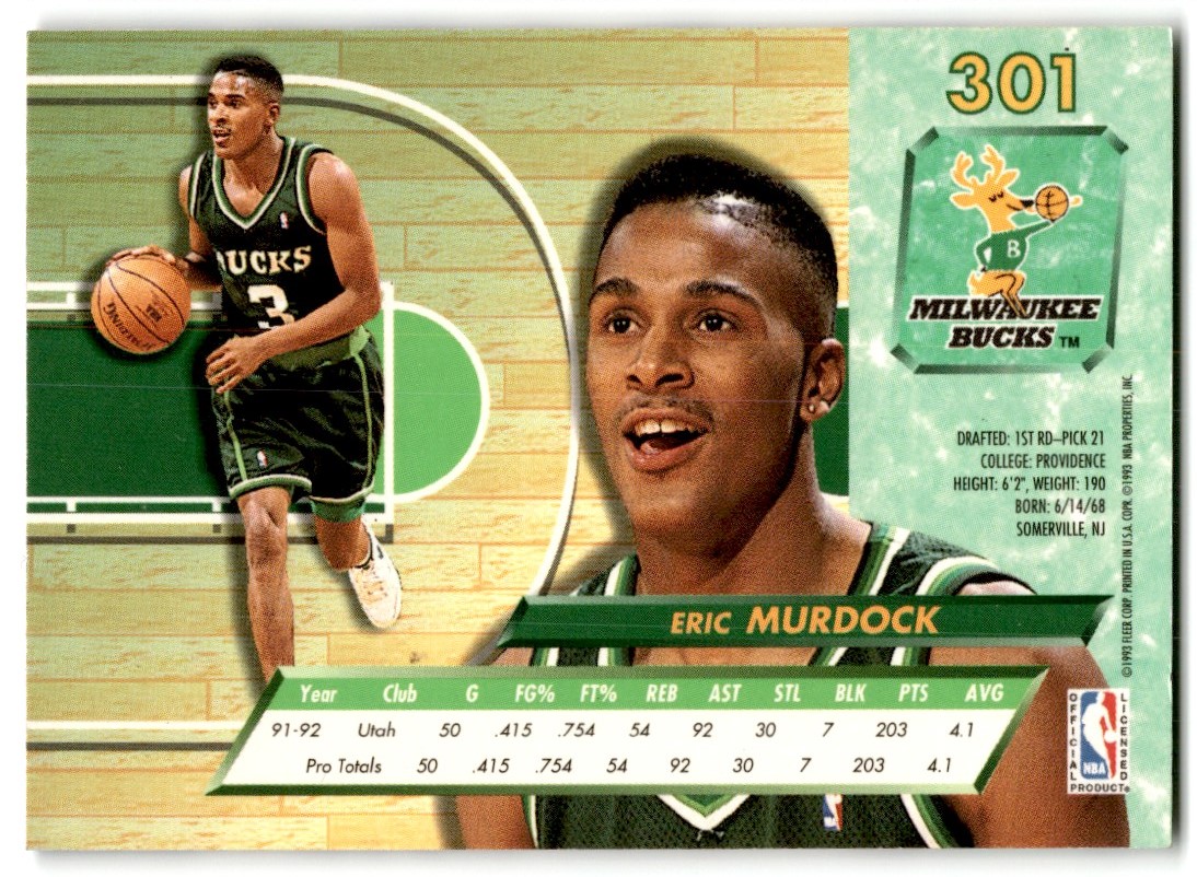1992-93 Ultra Eric Murdock #301 card back image