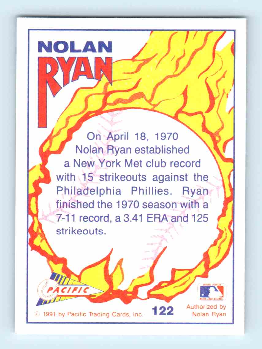 1991 Pacific Nolan Ryan Express Newyork Strikeout Record #122 on Kronozio