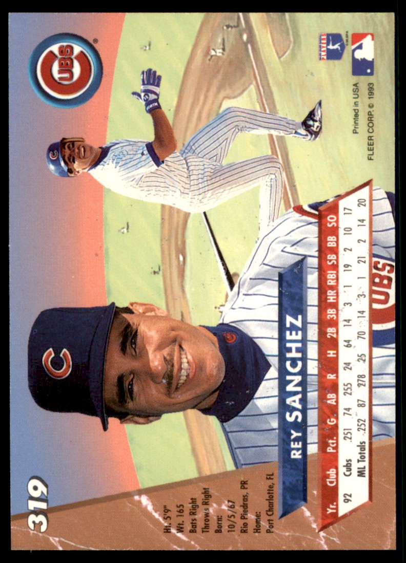 1993 Ultra Rey Sanchez #319 card back image