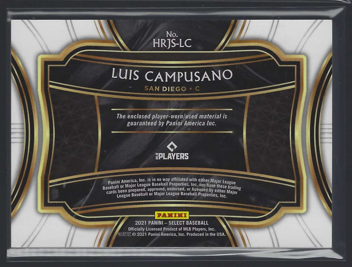 2021 Select Horizontal Rookie Jumbo Swatch Baseball Card Luis Campusano ...