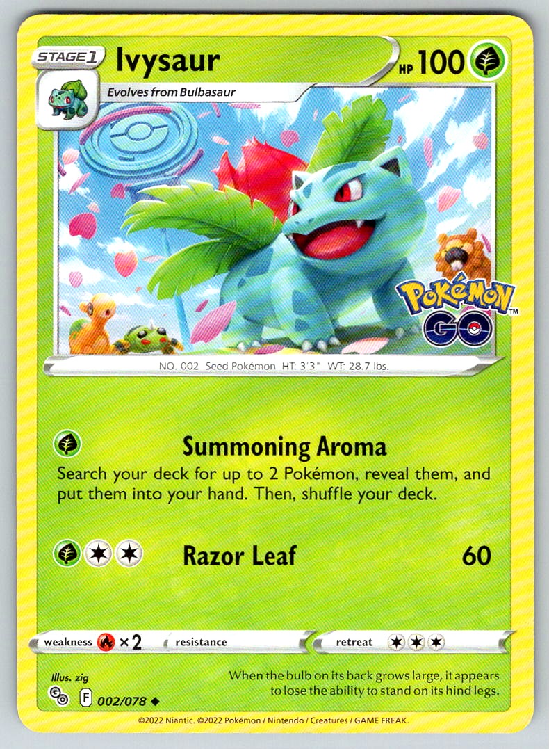 2022 POKEMON GO IVYSAUR STAGE 1/UNCOMMON #002/078 HP 100 | eBay