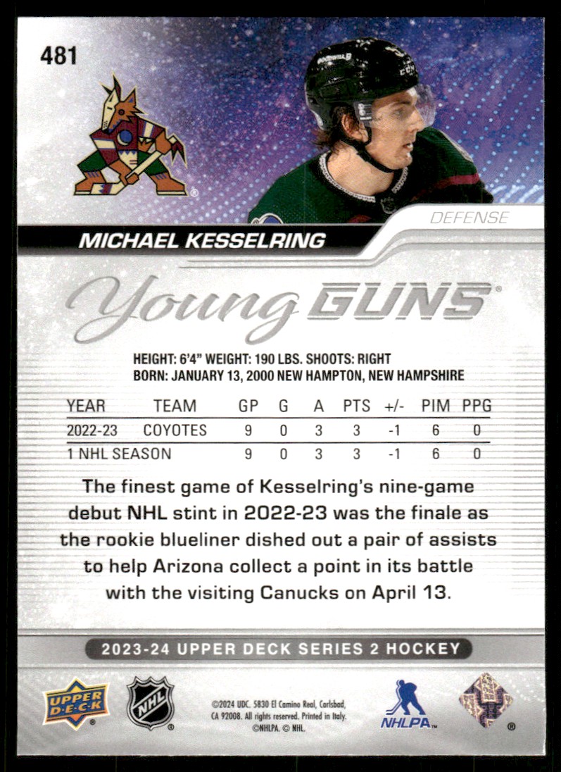 2023-24 Upper Deck YG Michael Kesselring #481 card back image