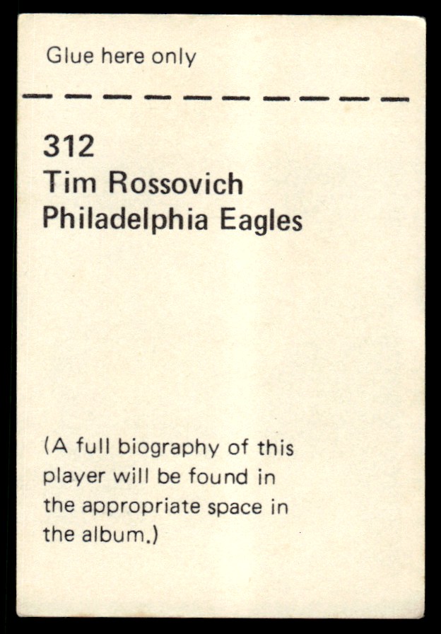 1971 NFLPA WONDERFUL WORLD STAMPS TIM ROSSOVICH 1 PHILADELPHIA